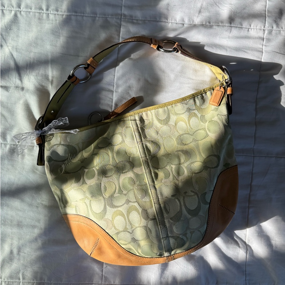 Coach Green Optic Canvas Hobo Shoulder Bag